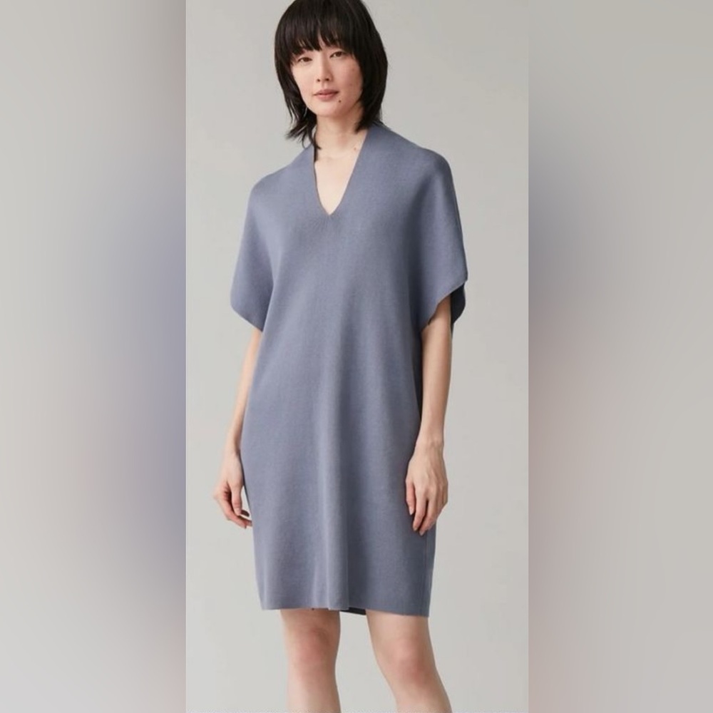 COS Women’s Size Medium Dusty Blue Knit Dress